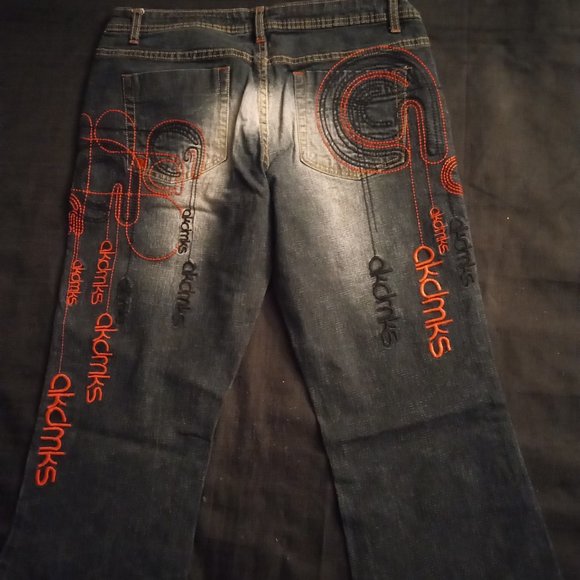 Akademiks Embroidered Embellished Flare Leg Jeans Size 13 - Picture 9 of 15